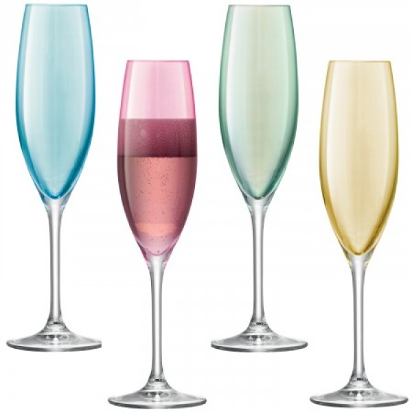 Šampano taurės pastelinių spalvų x 4 POLKA