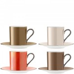 Espresso kavos puodelių su lėkštutėmis rinkinys x 4 metalo spalvų, POLKA